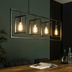 Lampes Vintages & Rétros-hofstein Suspension Marcon  Gris, 4 lumières