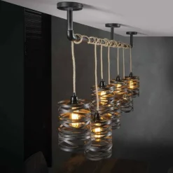 Lampes Industrielles-hofstein Suspension MARGETTE Noir, 7 lumières
