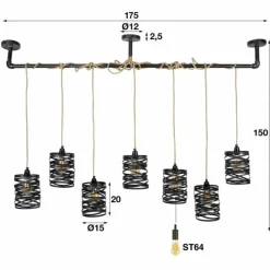 Lampes Industrielles-hofstein Suspension MARGETTE Noir, 7 lumières