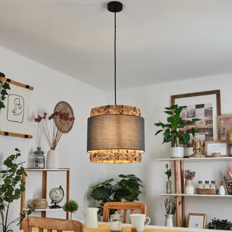 Lampes En Tissu-hofstein Suspension Marieux beige, Gris, Écru, 1 lumière