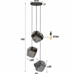 Suspension Verre Fumé-hofstein Suspension Marore Argenté, 3 lumières
