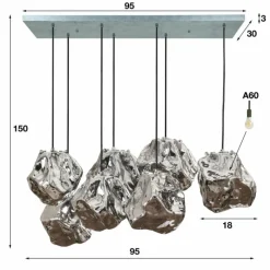 Suspension Verre Fumé-hofstein Suspension Marore Argent Oxydé, 7 lumières