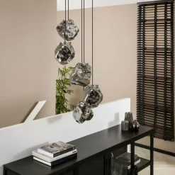 Suspension Verre Fumé-hofstein Suspension Marore Argent Oxydé, 5 lumières