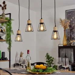 Lampes Vintages & Rétros-hofstein Suspension Marwayne Noir, 4 lumières