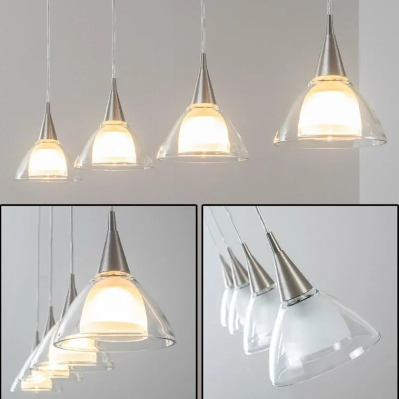 hofstein Suspension Masterlight Caterina LED Nickel mat, 4 lumières