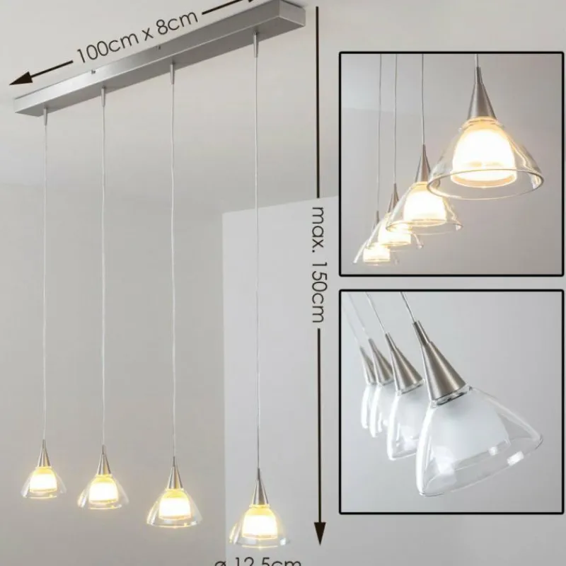 hofstein Suspension Masterlight Caterina LED Nickel mat, 4 lumières