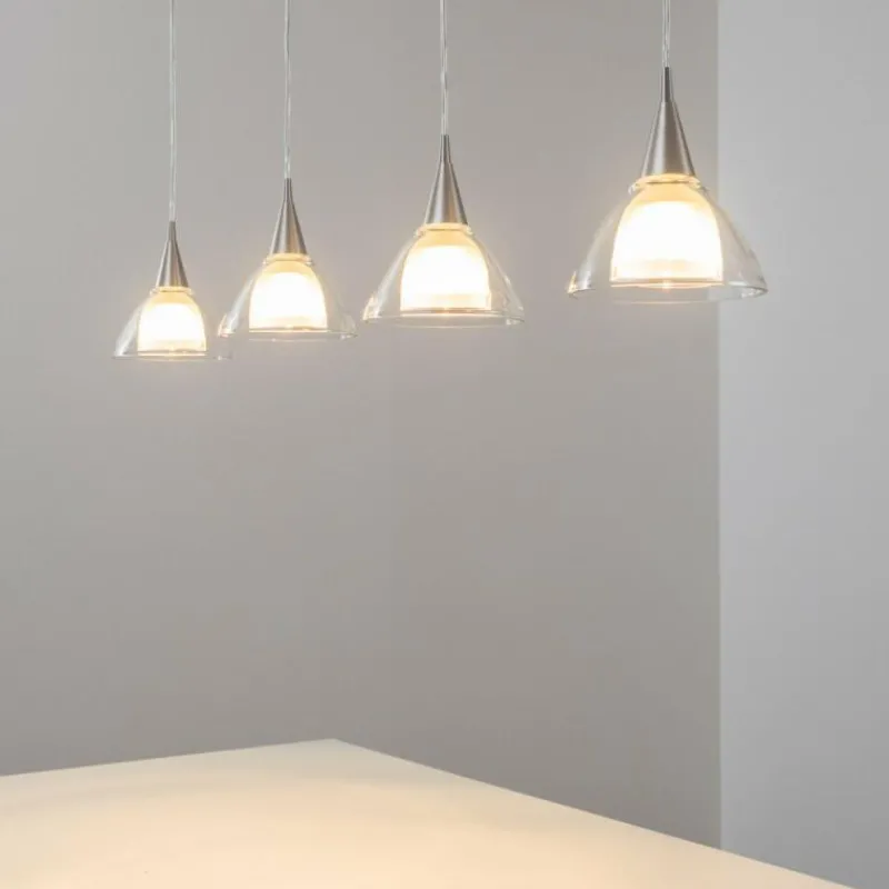 hofstein Suspension Masterlight Caterina LED Nickel mat, 4 lumières