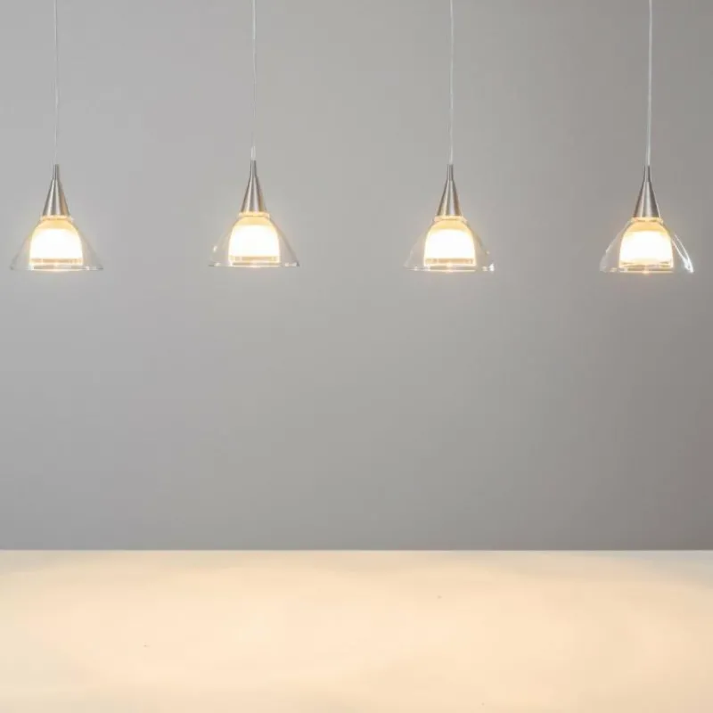 hofstein Suspension Masterlight Caterina LED Nickel mat, 4 lumières