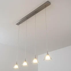 hofstein Suspension Masterlight Caterina LED Nickel mat, 4 lumières