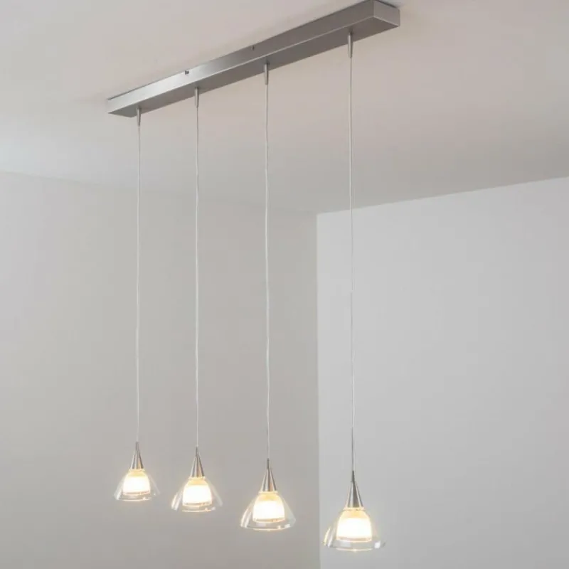 hofstein Suspension Masterlight Caterina LED Nickel mat, 4 lumières