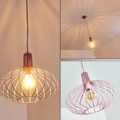 Lampes Vintages & Rétros-hofstein Suspension Mattmar Gris, Rose, 1 lumière