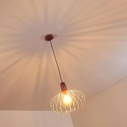 Lampes Vintages & Rétros-hofstein Suspension Mattmar Gris, Rose, 1 lumière