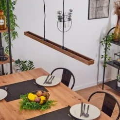 Lampes En Bois-hofstein Suspension Maumela LED Noir, 1 lumière