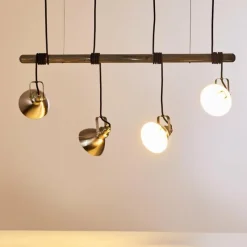 hofstein Suspension Medolden Brun, Nickel mat, 4 lumières