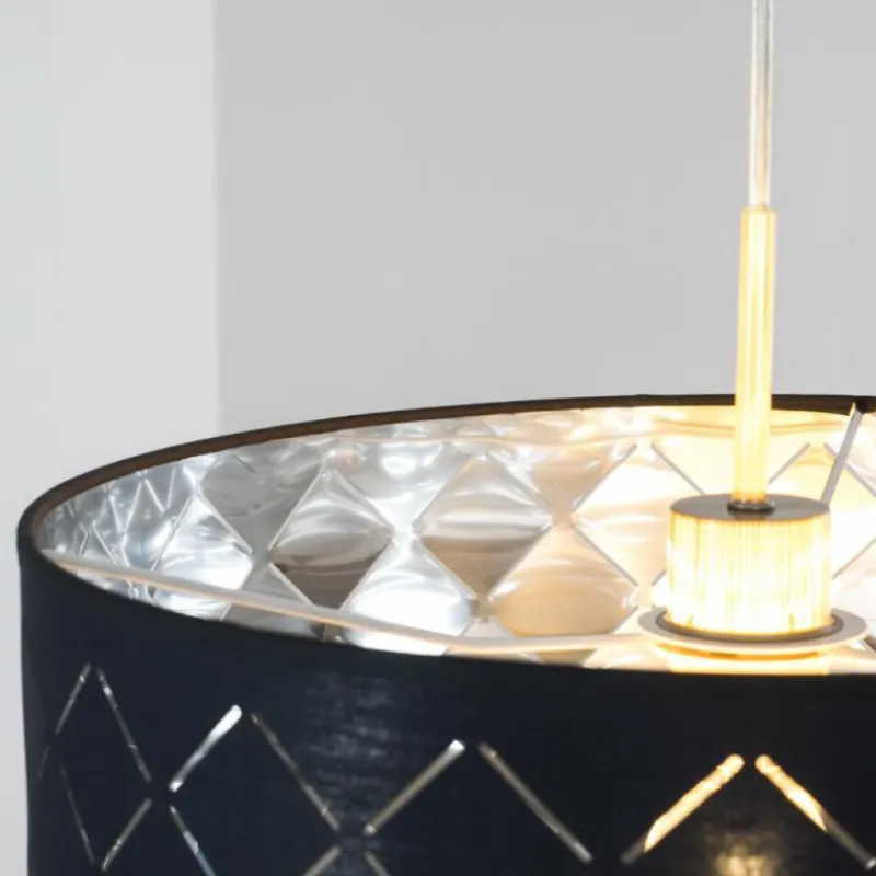 Lampes En Tissu-hofstein Suspension Meldal Nickel mat, 1 lumière