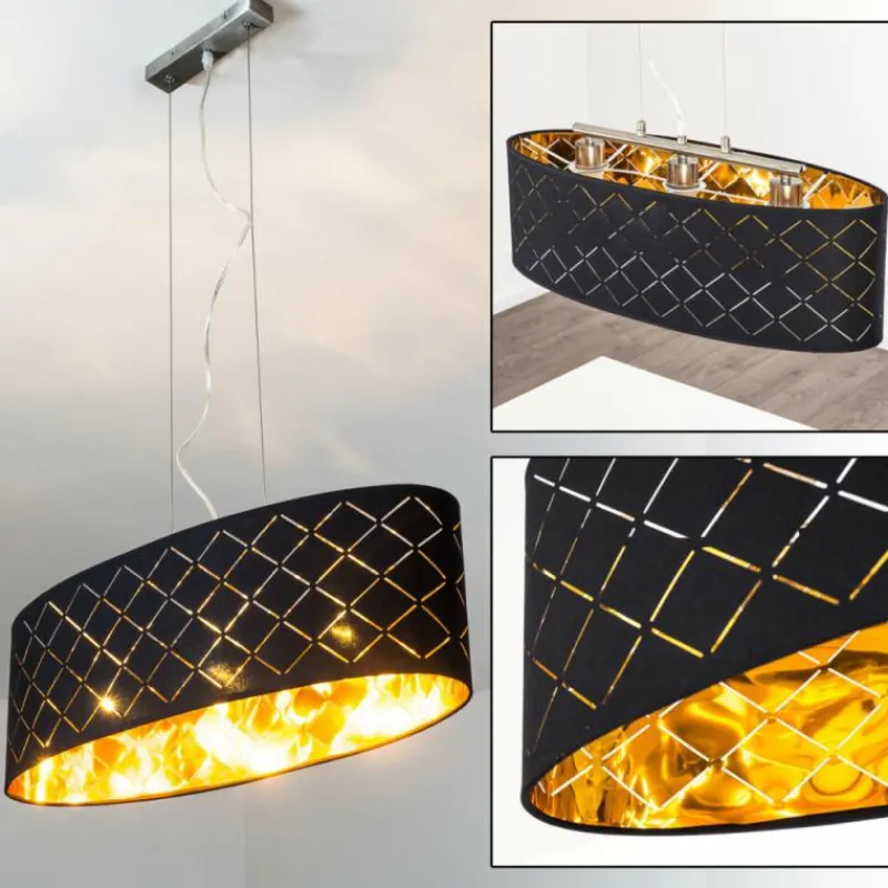 Lampes En Tissu-hofstein Suspension Meldal Nickel mat, 3 lumières