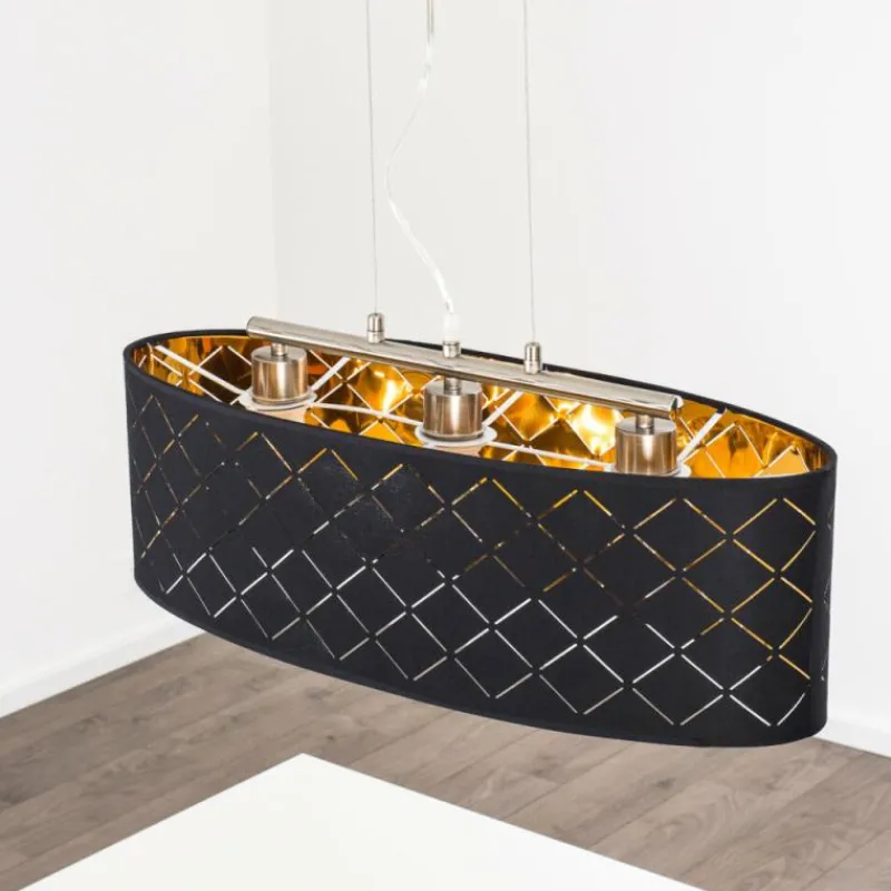 Lampes En Tissu-hofstein Suspension Meldal Nickel mat, 3 lumières