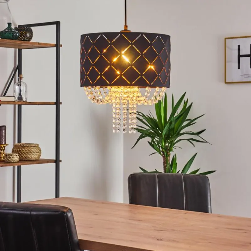 Lampes En Tissu-hofstein Suspension Meldal Noir, 1 lumière