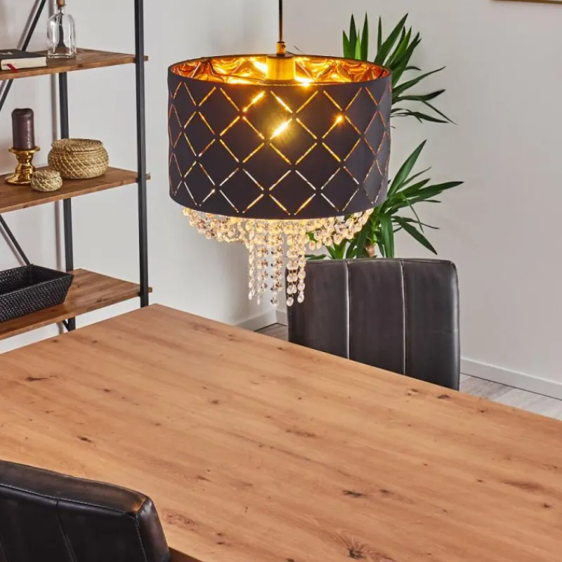 Lampes En Tissu-hofstein Suspension Meldal Noir, 1 lumière