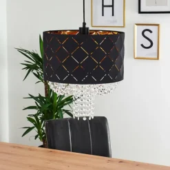 Lampes En Tissu-hofstein Suspension Meldal Noir, 1 lumière