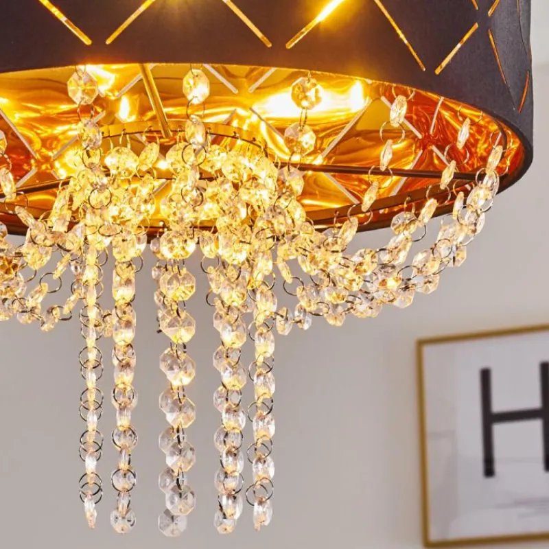 Lampes En Tissu-hofstein Suspension Meldal Noir, 1 lumière