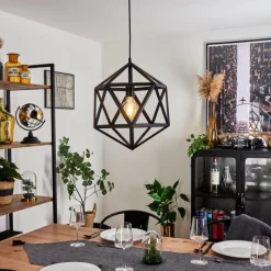 Style Boho-Chic-hofstein Suspension Melide Noir, 1 lumière