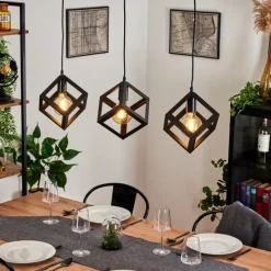 Style Boho-Chic-hofstein Suspension Melide Noir, 3 lumières