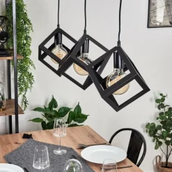 Style Boho-Chic-hofstein Suspension Melide Noir, 3 lumières
