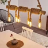 Style Boho-Chic-hofstein Suspension Menamini Anthracite, Brun, Bois foncé, 6 lumières