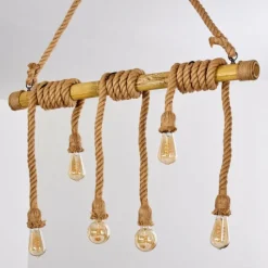 Style Boho-Chic-hofstein Suspension Menamini Anthracite, Brun, Bois foncé, 6 lumières