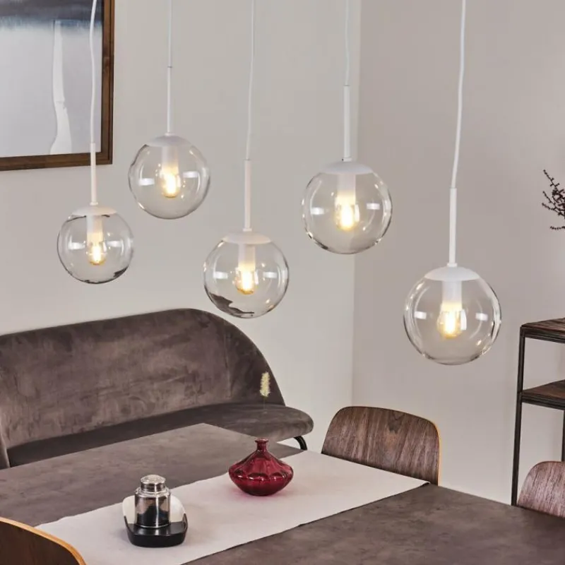 hofstein Suspension Mesas Blanc, 5 lumières