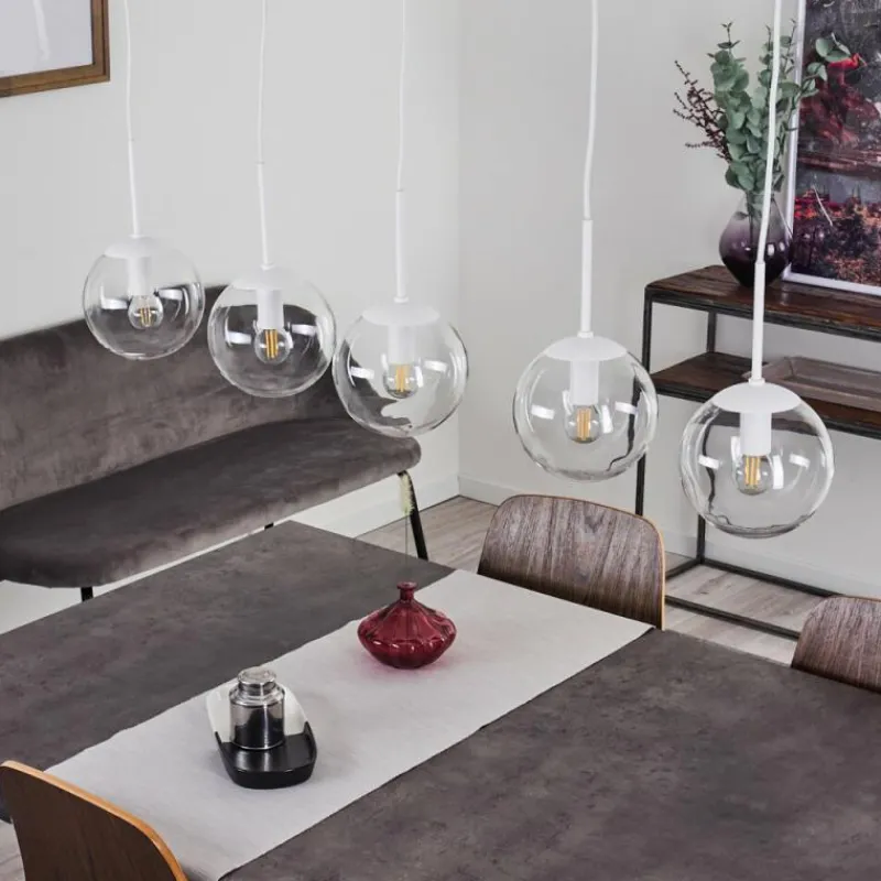 hofstein Suspension Mesas Blanc, 5 lumières