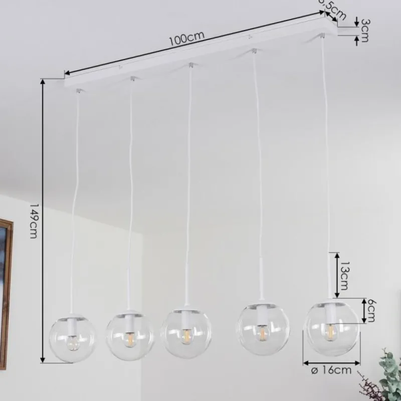 hofstein Suspension Mesas Blanc, 5 lumières