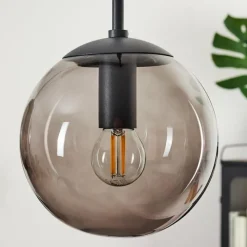 Suspension Verre Fumé-hofstein Suspension Mesas Noir, 5 lumières