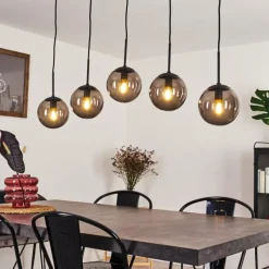 Suspension Verre Fumé-hofstein Suspension Mesas Noir, 5 lumières