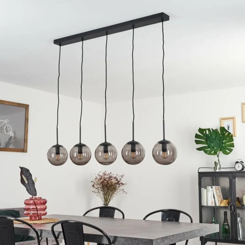 Suspension Verre Fumé-hofstein Suspension Mesas Noir, 5 lumières