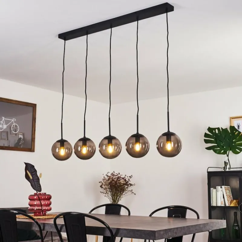 Suspension Verre Fumé-hofstein Suspension Mesas Noir, 5 lumières