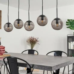 Suspension Verre Fumé-hofstein Suspension Mesas Noir, 5 lumières