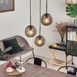 Suspension Verre Fumé-hofstein Suspension Mesas Noir, 3 lumières