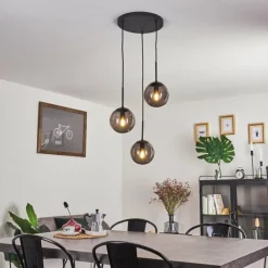 Suspension Verre Fumé-hofstein Suspension Mesas Noir, 3 lumières