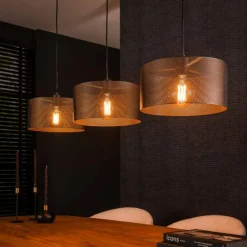 Lampes Vintages & Rétros-hofstein Suspension Mesh Anthracite, 3 lumières