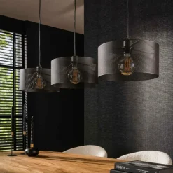 Lampes Vintages & Rétros-hofstein Suspension Mesh Anthracite, 3 lumières