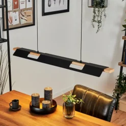 Lampes En Bois-hofstein Suspension Milot LED Écru, Noir, 1 lumière