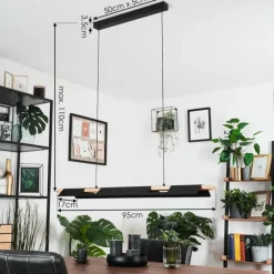Lampes En Bois-hofstein Suspension Milot LED Écru, Noir, 1 lumière