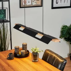 Lampes En Bois-hofstein Suspension Milot LED Écru, Noir, 1 lumière