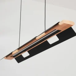 Lampes En Bois-hofstein Suspension Milot LED Écru, Noir, 1 lumière