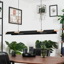 Lampes En Bois-hofstein Suspension Milot LED Écru, Noir, 1 lumière