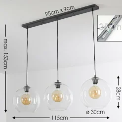 hofstein Suspension Minhe Argent Oxydé, 3 lumières