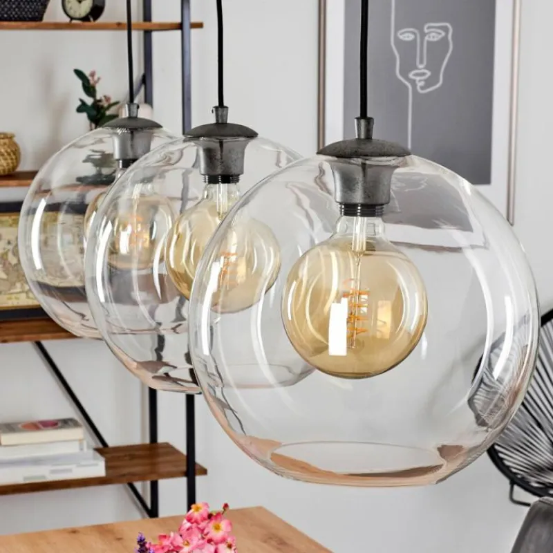 hofstein Suspension Minhe Argent Oxydé, 3 lumières