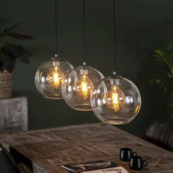 hofstein Suspension Minhe Argent Oxydé, 3 lumières